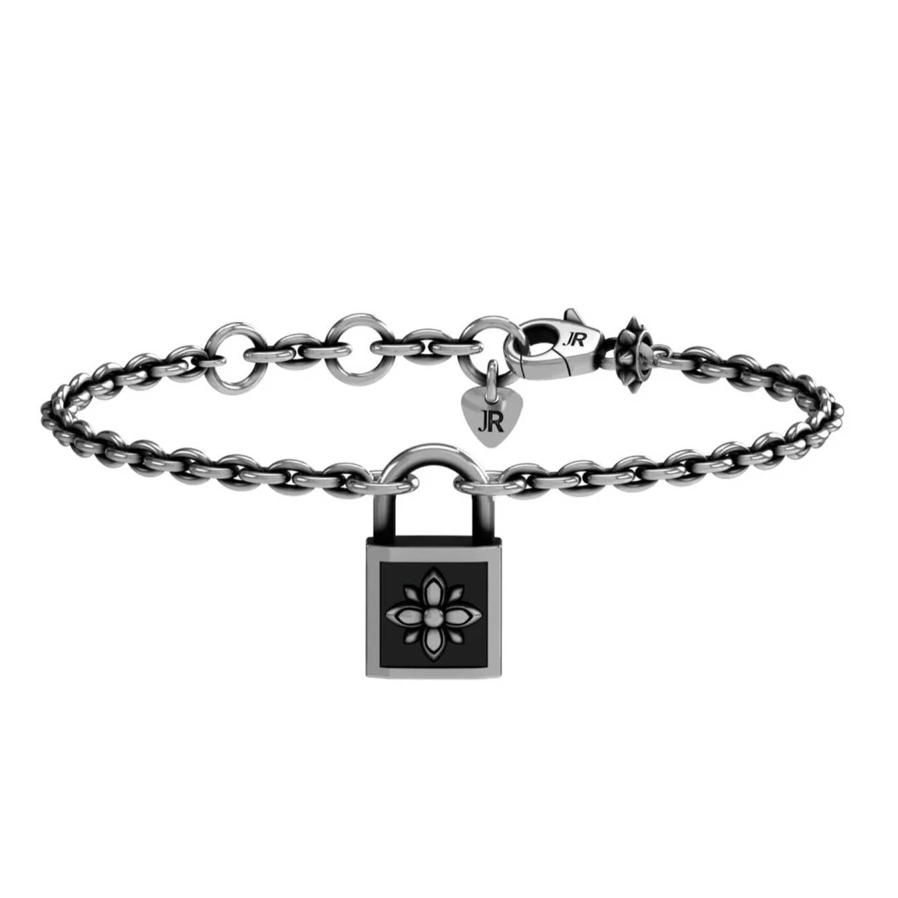 Bracciale Unisex John Richmond Lucchetto Fiore Bronzo Argentato JRLB01BW